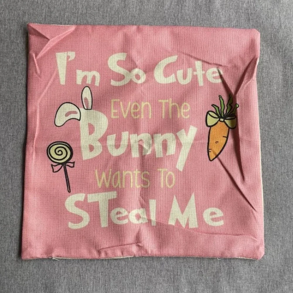 Easter Pillow Covers 18x18 Set of 4 Happy Easter Decorations Rabbit Bunny